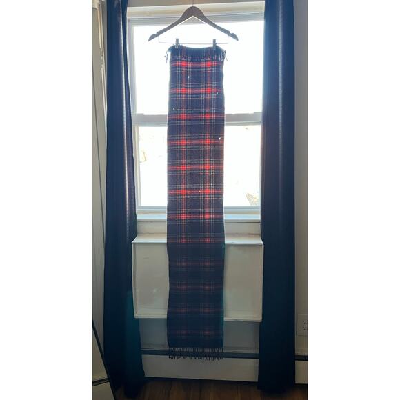 Lands’ End Wool Brown Red Plaid Tartan Fringe Scarf RL Style $45 Flawed Gem - Picture 5 of 10